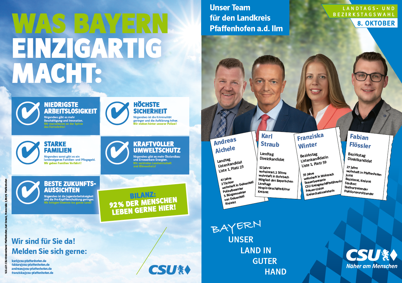 Wahlflyer zur Landtagswahl am 08. Oktober